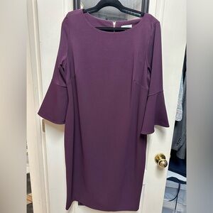 Calvin Klein Elegant Purple Bell Sleeve Dress